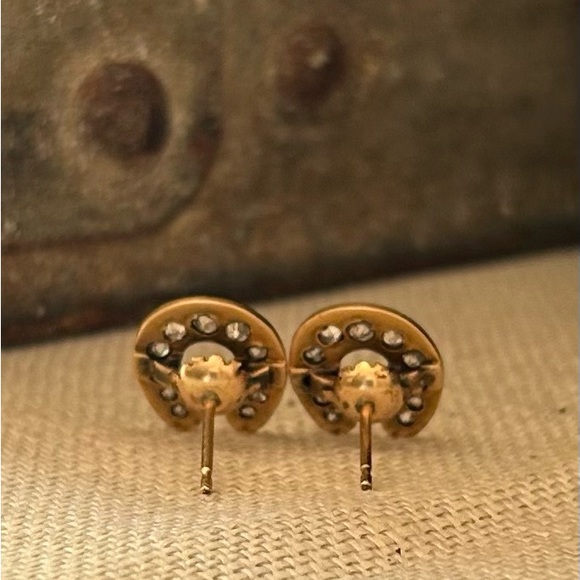 Antique 14k Old Mine Cut Diamond Studs - Picture 6 of 13